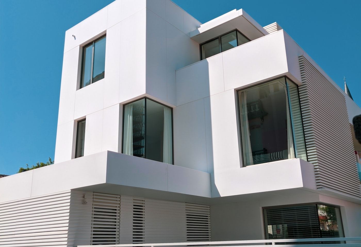 Modern two-story home with low-slope roof